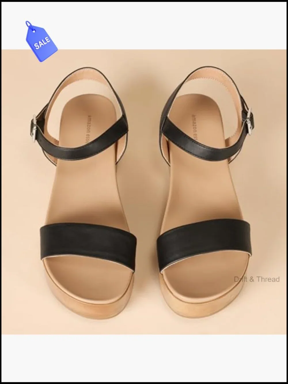 Two Band Ankle Strap Open Toe Flatform Sandal Women's Platform Sandal